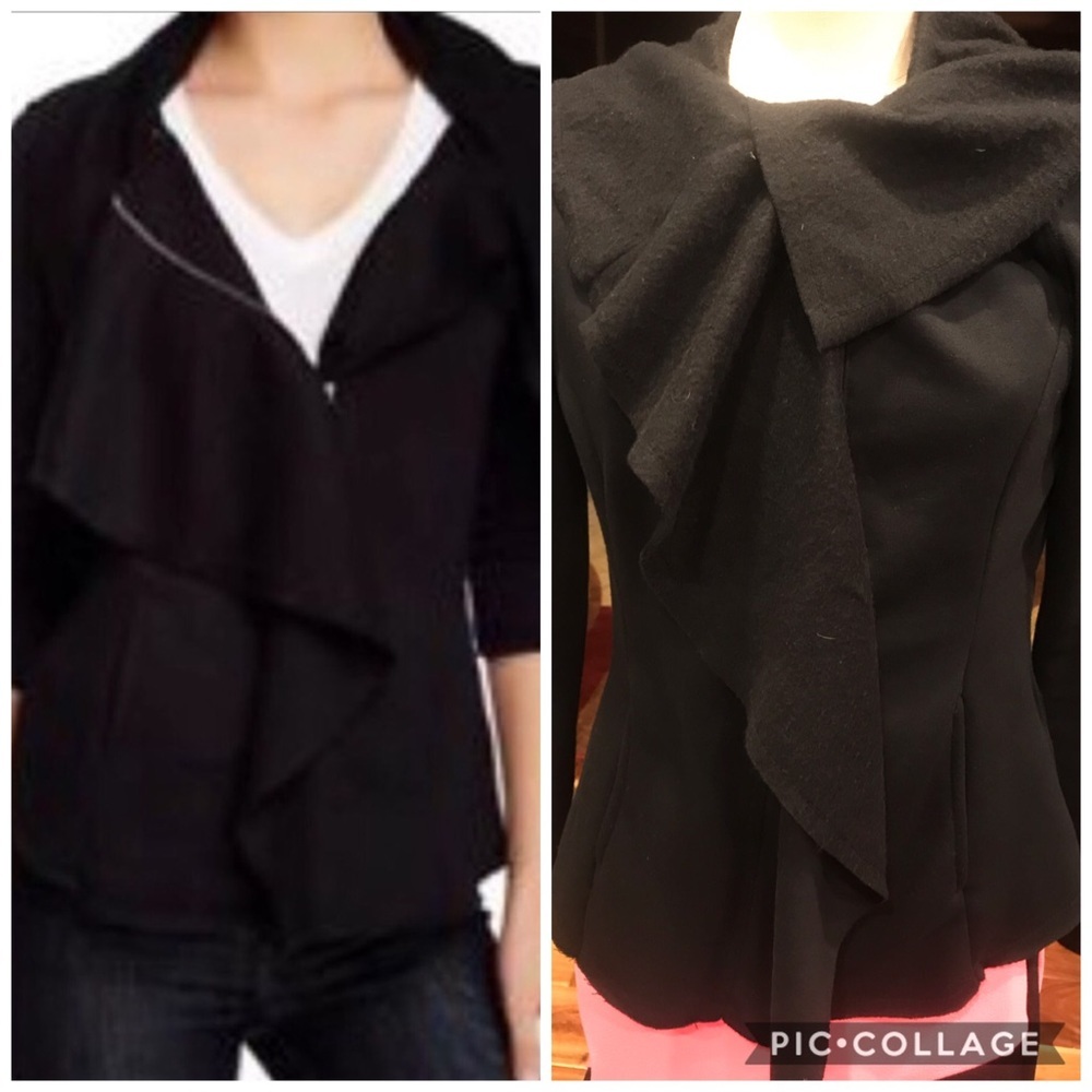 BLANC NOIR TWEED DRAPE FRONT SHAWL COLLAR CARDIGAN